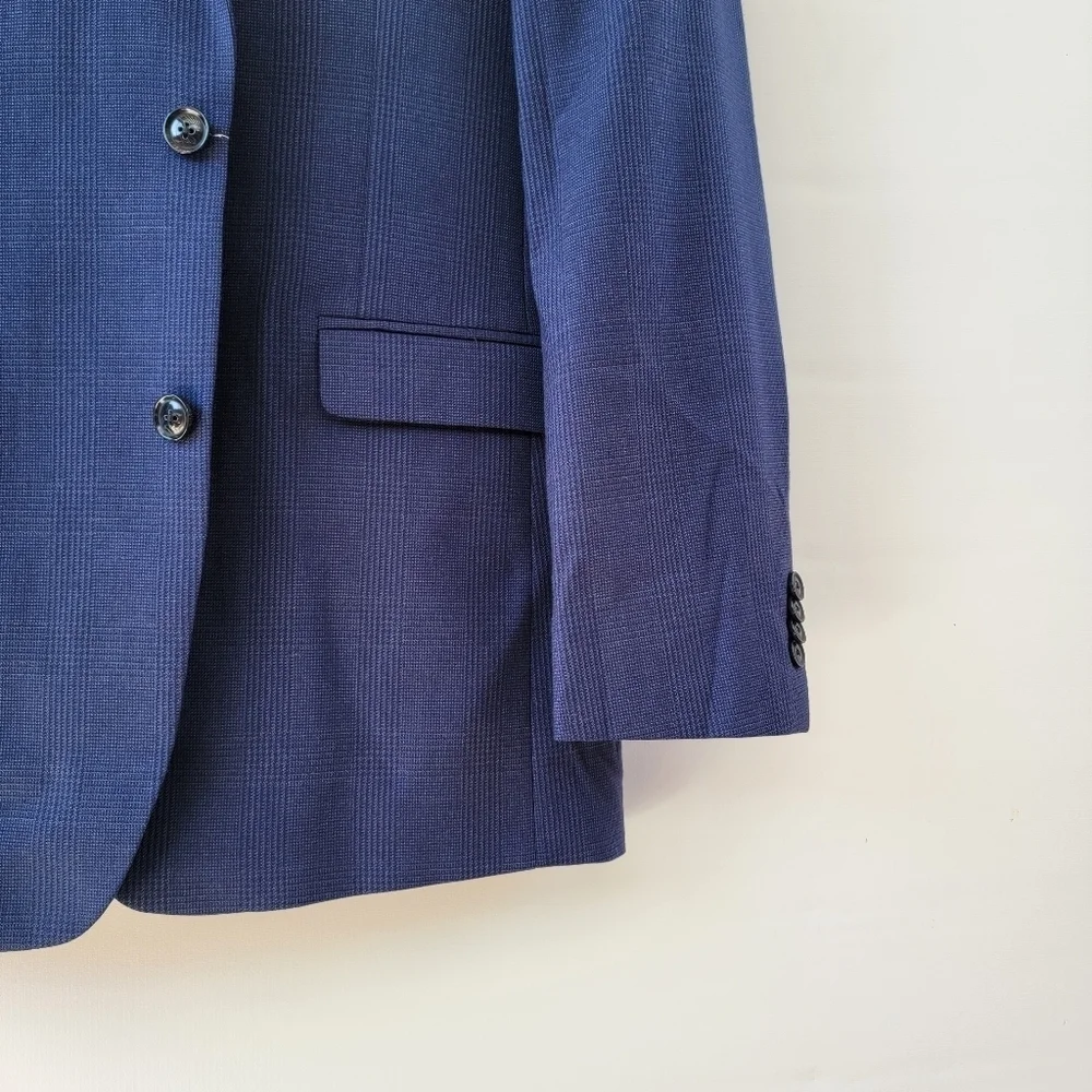 Tommy Hilfiger Navy Blue Blazer Mens 42L Vintage Plaid Preppy Sports Jacket